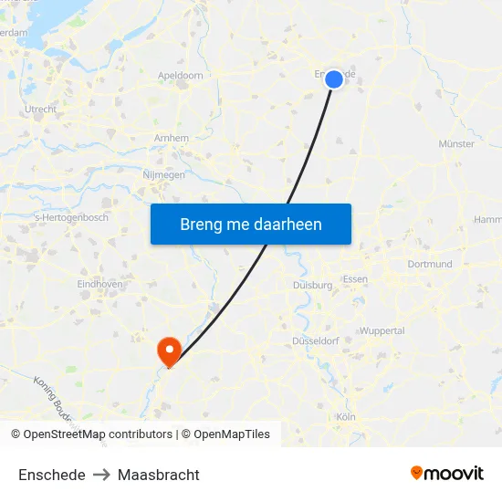 Enschede to Maasbracht map