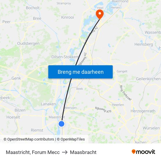 Maastricht, Forum Mecc to Maasbracht map
