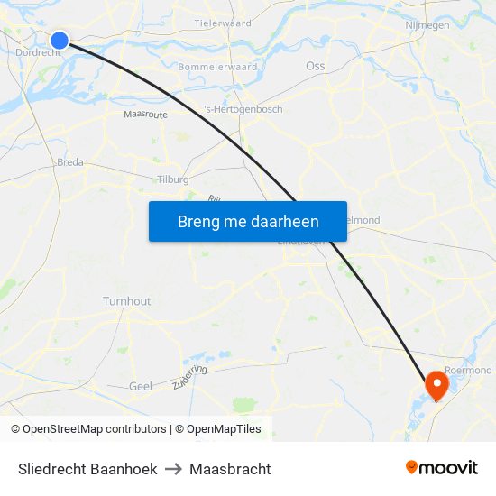 Sliedrecht Baanhoek to Maasbracht map