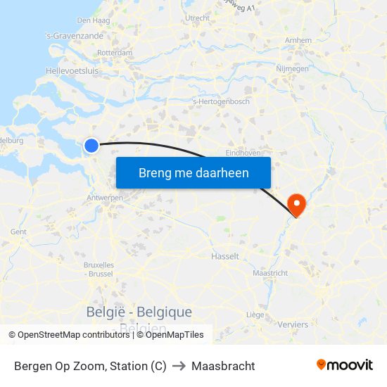 Bergen Op Zoom, Station (C) to Maasbracht map