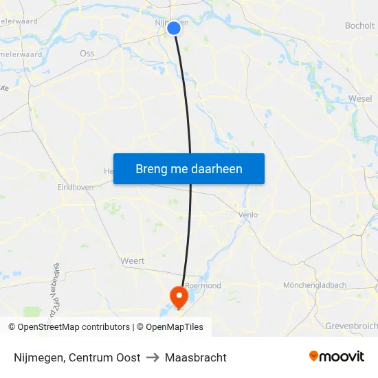 Nijmegen, Centrum Oost to Maasbracht map