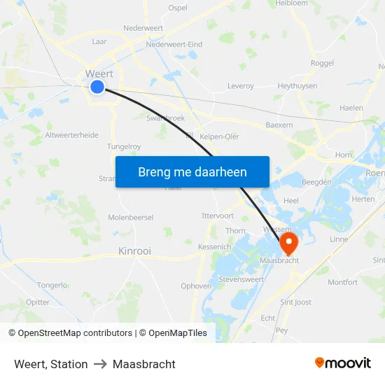 Weert, Station to Maasbracht map