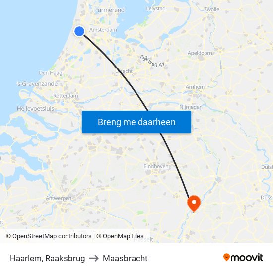 Haarlem, Raaksbrug to Maasbracht map