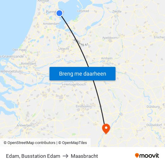 Edam, Busstation Edam to Maasbracht map