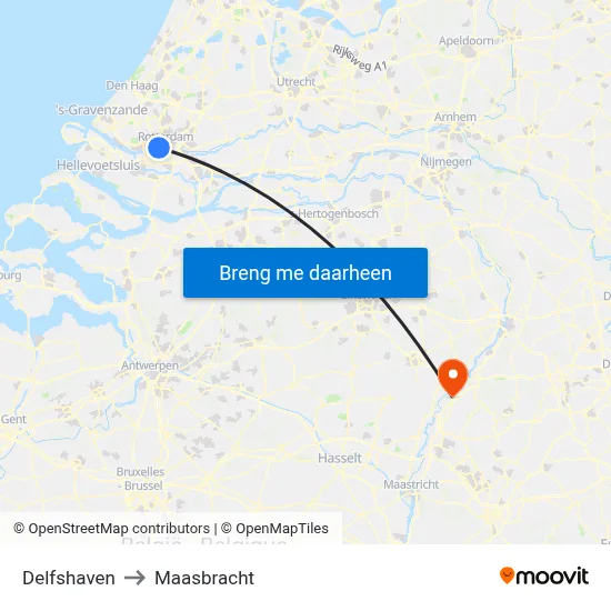 Delfshaven to Maasbracht map