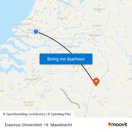 Erasmus Universiteit to Maasbracht map
