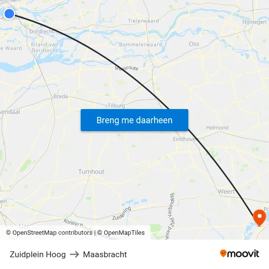 Zuidplein Hoog to Maasbracht map