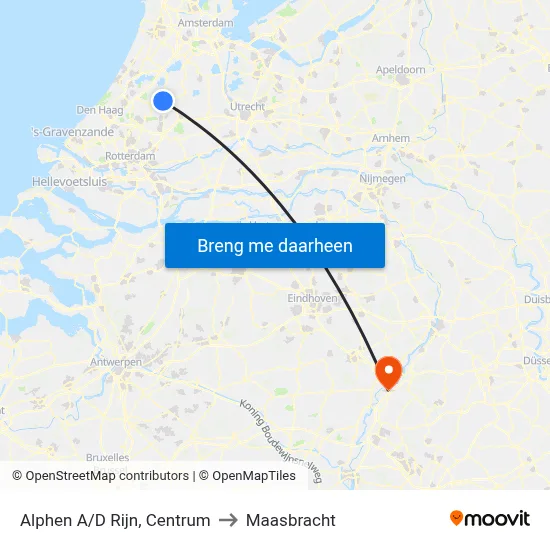 Alphen A/D Rijn, Centrum to Maasbracht map