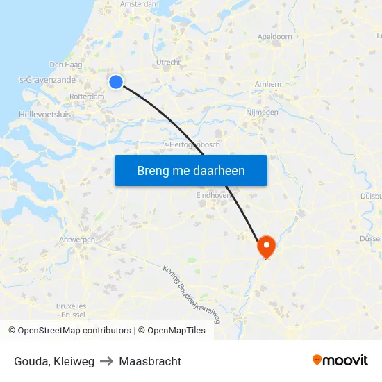 Gouda, Kleiweg to Maasbracht map