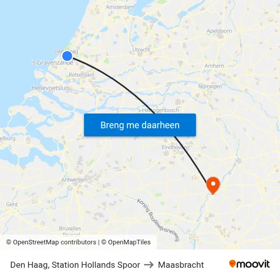 Den Haag, Station Hollands Spoor to Maasbracht map