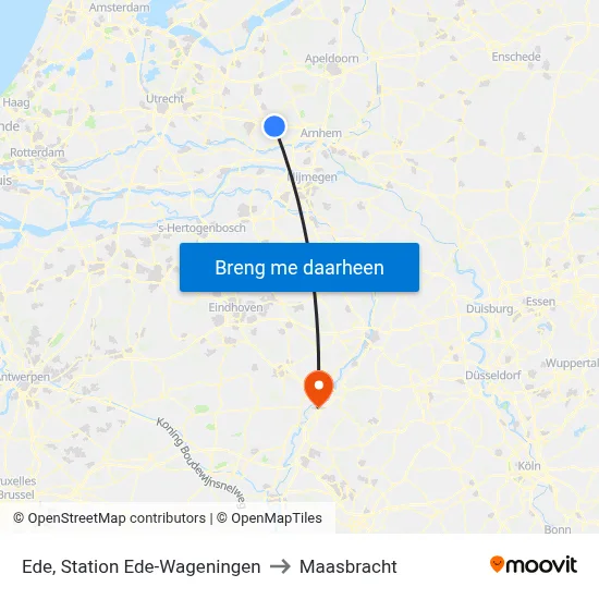 Ede, Station Ede-Wageningen to Maasbracht map