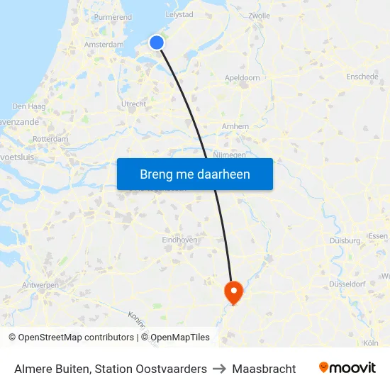 Almere Buiten, Station Oostvaarders to Maasbracht map