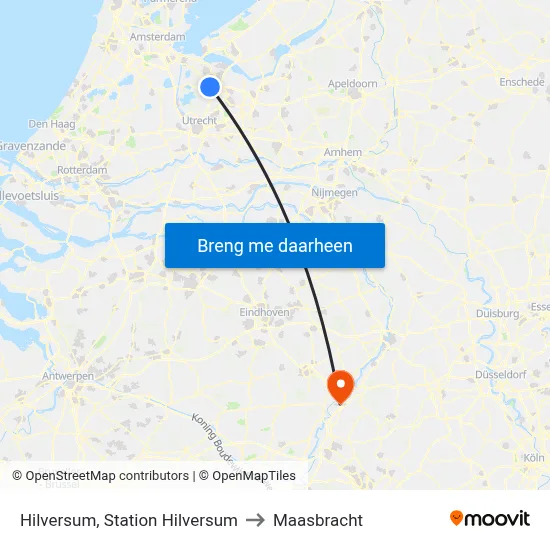 Hilversum, Station Hilversum to Maasbracht map