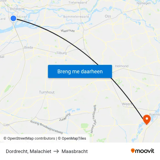 Dordrecht, Malachiet to Maasbracht map