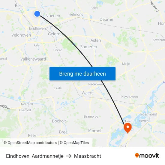 Eindhoven, Aardmannetje to Maasbracht map