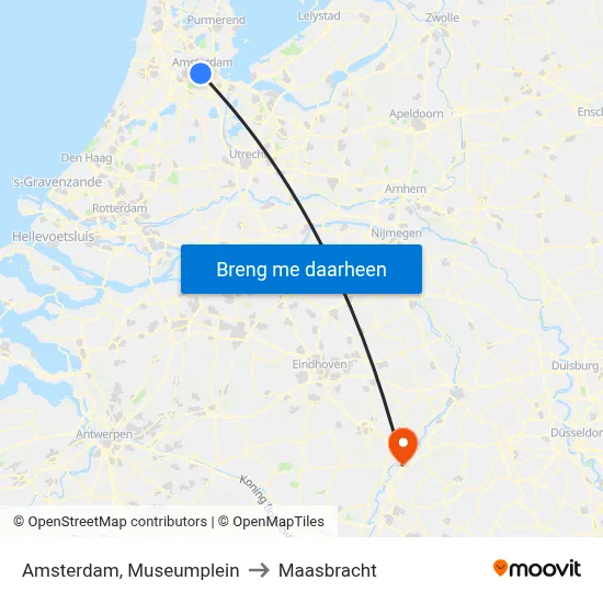 Amsterdam, Museumplein to Maasbracht map