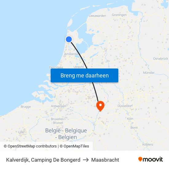 Kalverdijk, Camping De Bongerd to Maasbracht map