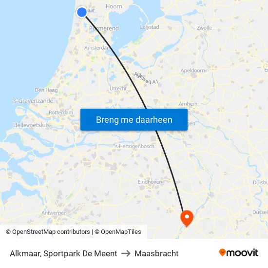 Alkmaar, Sportpark De Meent to Maasbracht map