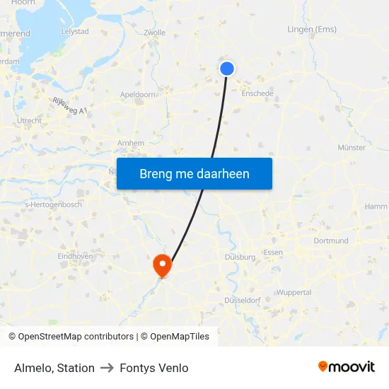 Almelo, Station to Fontys Venlo map