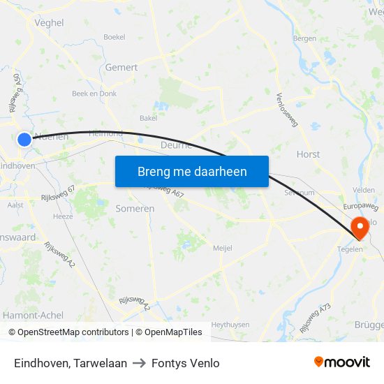Eindhoven, Tarwelaan to Fontys Venlo map