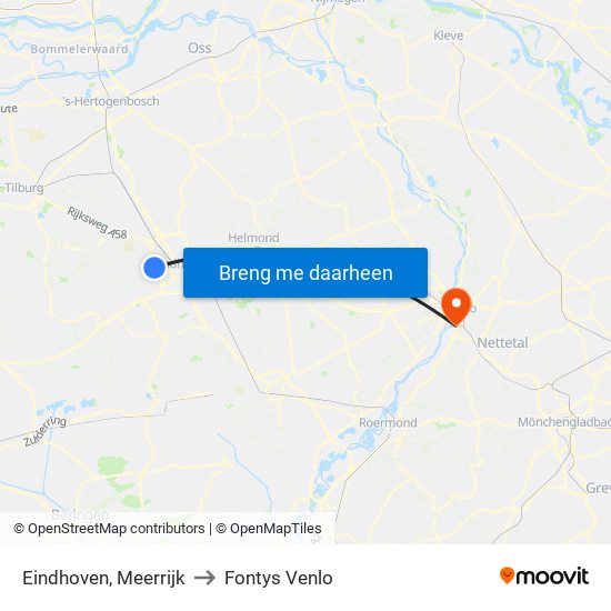 Eindhoven, Meerrijk to Fontys Venlo map