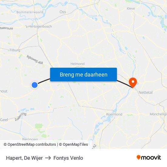 Hapert, De Wijer to Fontys Venlo map