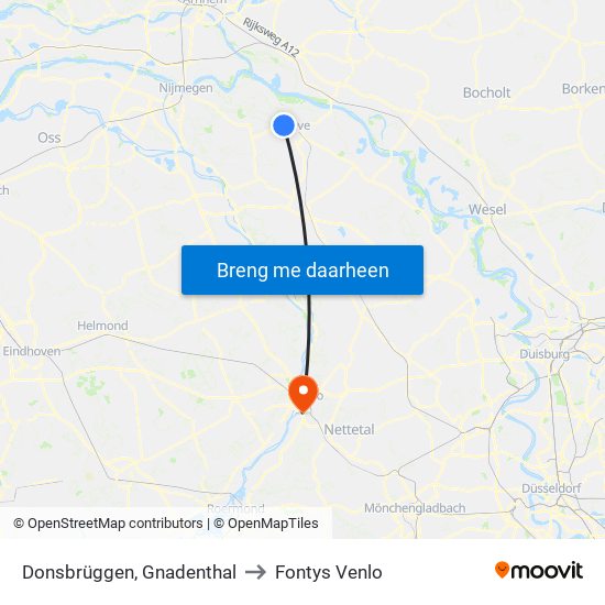 Donsbrüggen, Gnadenthal to Fontys Venlo map