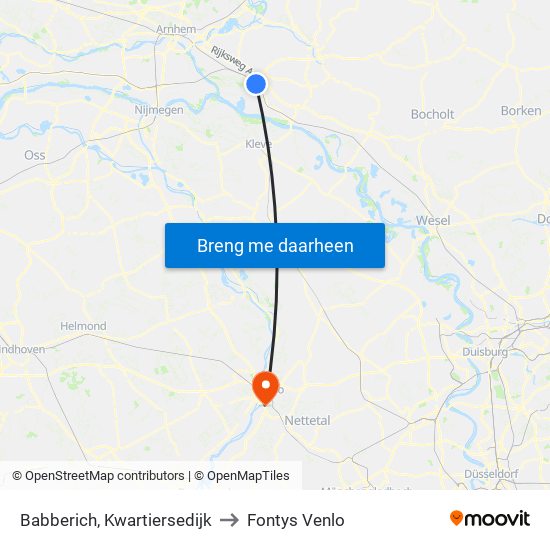 Babberich, Kwartiersedijk to Fontys Venlo map