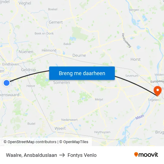Waalre, Ansbalduslaan to Fontys Venlo map