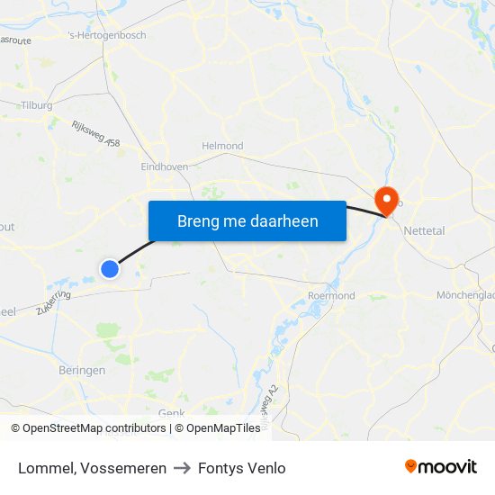 Lommel, Vossemeren to Fontys Venlo map