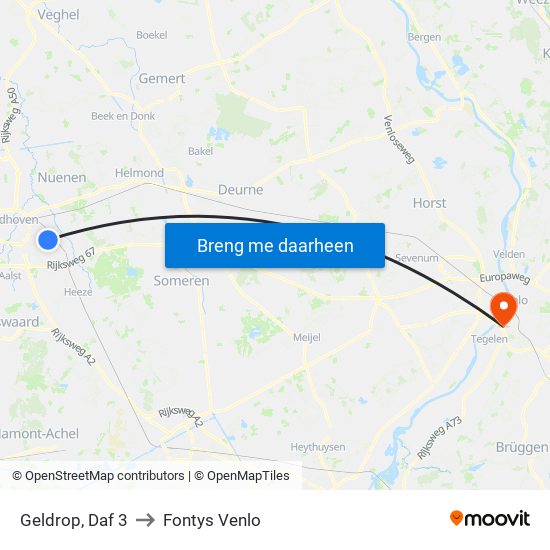 Geldrop, Daf 3 to Fontys Venlo map
