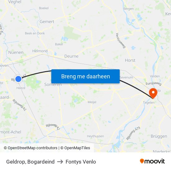 Geldrop, Bogardeind to Fontys Venlo map