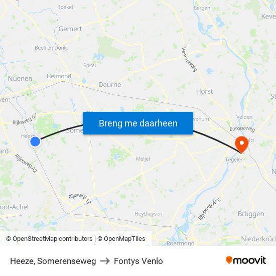Heeze, Somerenseweg to Fontys Venlo map