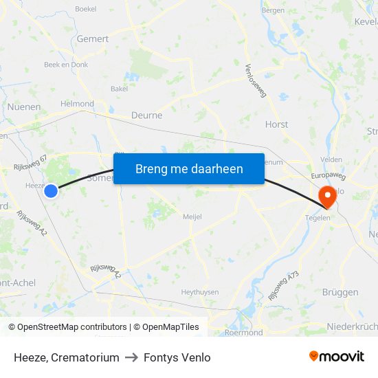 Heeze, Crematorium to Fontys Venlo map