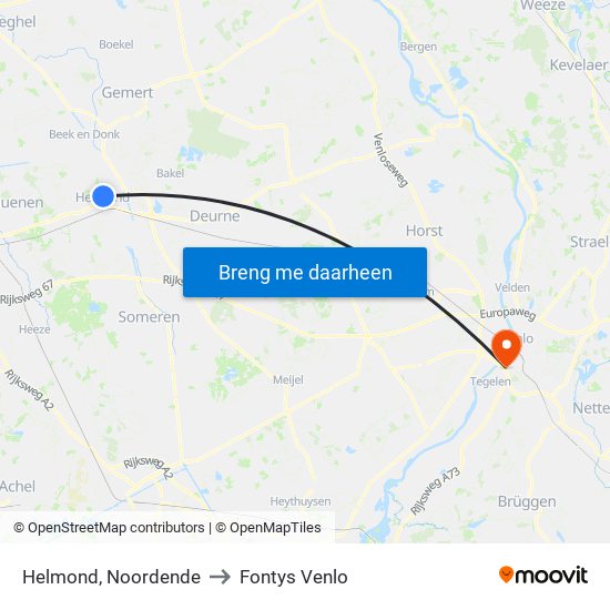 Helmond, Noordende to Fontys Venlo map