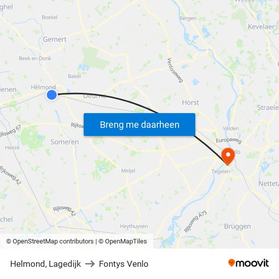 Helmond, Lagedijk to Fontys Venlo map