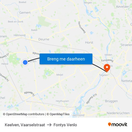 Keelven, Vaarselstraat to Fontys Venlo map