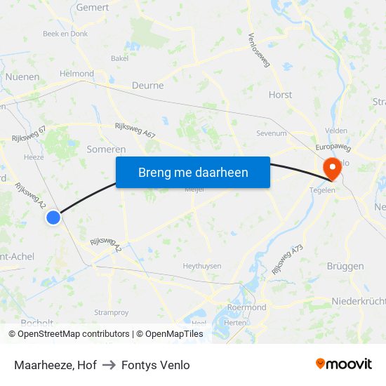 Maarheeze, Hof to Fontys Venlo map