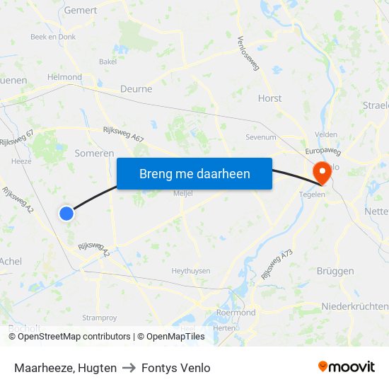 Maarheeze, Hugten to Fontys Venlo map