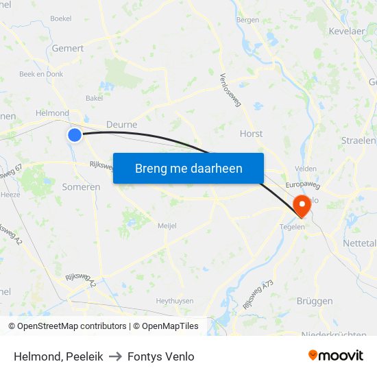 Helmond, Peeleik to Fontys Venlo map