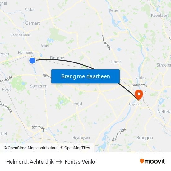 Helmond, Achterdijk to Fontys Venlo map