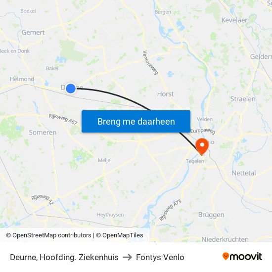 Deurne, Hoofding. Ziekenhuis to Fontys Venlo map