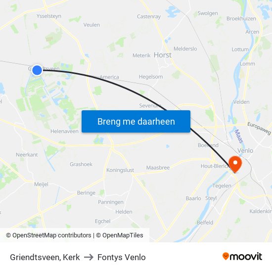 Griendtsveen, Kerk to Fontys Venlo map