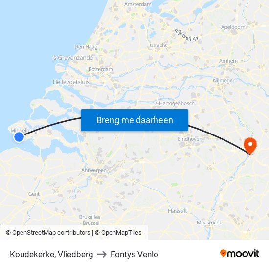 Koudekerke, Vliedberg to Fontys Venlo map