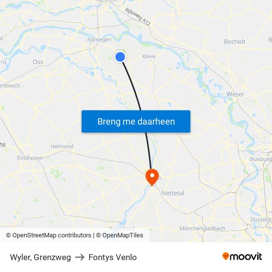 Wyler, Grenzweg to Fontys Venlo map