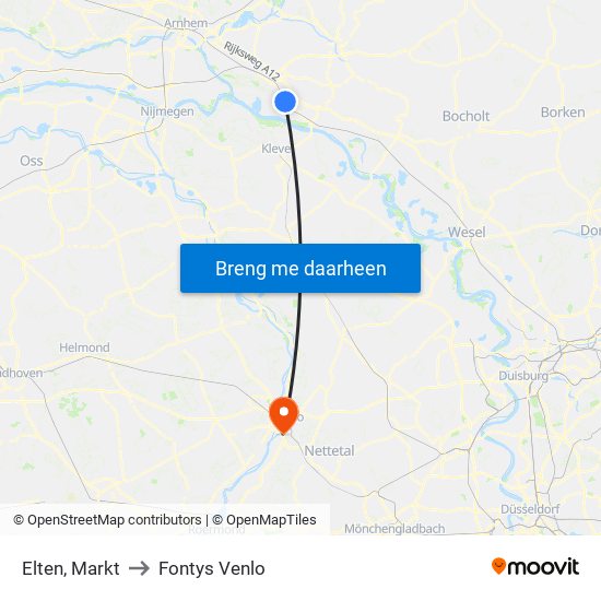 Elten, Markt to Fontys Venlo map
