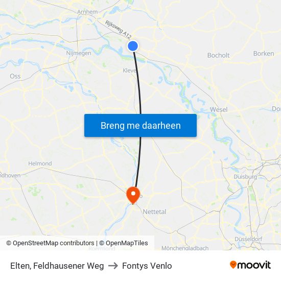 Elten, Feldhausener Weg to Fontys Venlo map