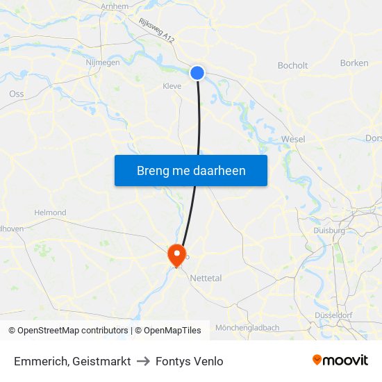 Emmerich, Geistmarkt to Fontys Venlo map