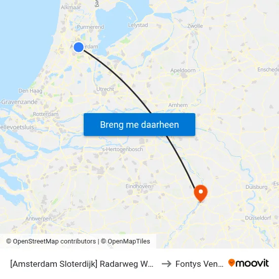 [Amsterdam Sloterdijk] Radarweg West to Fontys Venlo map