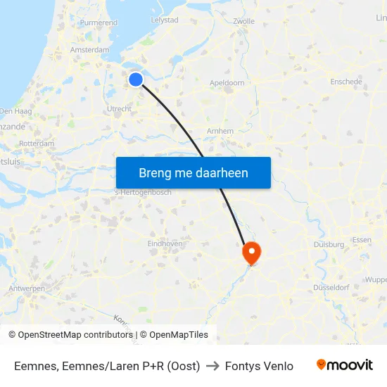 Eemnes, Eemnes/Laren P+R (Oost) to Fontys Venlo map